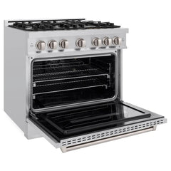 ZLINE 36 in. 5.2 cu. ft. Classic Dual Fuel Range with 6 Burner Gas Cooktop and Electric Convection Oven in Stainless Steel - CDR36