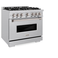 ZLINE 36 in. 5.2 cu. ft. Classic Dual Fuel Range with 6 Burner Gas Cooktop and Electric Convection Oven in Stainless Steel - CDR36