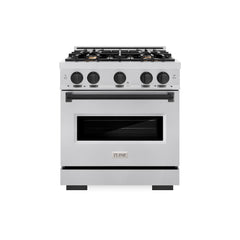 ZLINE Autograph Edition 30 in. 4.2 cu. ft. Classic Gas Range with 4 Burner Cooktop and Convection Gas Oven in Stainless Steel and Matte Black Accents - CGRZ-30-MB - The Home Selection
