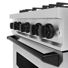 ZLINE Autograph Edition 30 in. 4.2 cu. ft. Classic Gas Range with 4 Burner Cooktop and Convection Gas Oven in Stainless Steel and Matte Black Accents - CGRZ-30-MB - The Home Selection