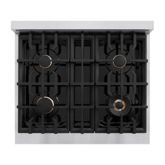 ZLINE Autograph Edition 30 in. 4.2 cu. ft. Classic Gas Range with 4 Burner Cooktop and Convection Gas Oven in Stainless Steel and Matte Black Accents - CGRZ-30-MB - The Home Selection