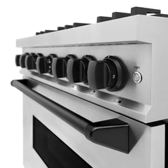 ZLINE Autograph Edition 36 in. 5.2 cu. ft. Classic Gas Range with 6 Burner Cooktop and Convection Gas Oven in Stainless Steel and Matte Black Accents - CGRZ-36-MB - The Home Selection