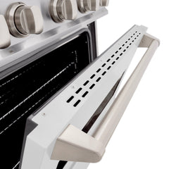 ZLINE 30 in. 4.2 cu. ft. Classic Gas Range with 4 Burner Cooktop and Convection Gas Oven in Stainless Steel with White Matte Door - CGR-WM-30