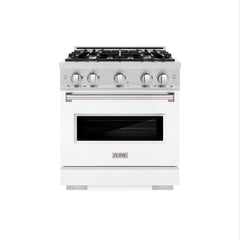 ZLINE 30 in. 4.2 cu. ft. Classic Gas Range with 4 Burner Cooktop and Convection Gas Oven in Stainless Steel with White Matte Door - CGR-WM-30