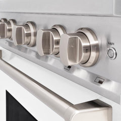 ZLINE 30 in. 4.2 cu. ft. Classic Gas Range with 4 Burner Cooktop and Convection Gas Oven in Stainless Steel with White Matte Door - CGR-WM-30