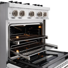 ZLINE 30 in. 4.2 cu. ft. Classic Gas Range with 4 Burner Cooktop and Convection Gas Oven in Stainless Steel with White Matte Door - CGR-WM-30