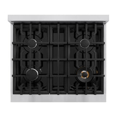 ZLINE 30 in. 4.2 cu. ft. Classic Gas Range with 4 Burner Cooktop and Convection Gas Oven in Stainless Steel with White Matte Door - CGR-WM-30