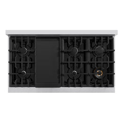 ZLINE 48 in. 6.7 cu. ft. Classic Double Oven Gas Range with 8 Burner Cooktop in Stainless Steel with White Matte Doors - CGR-WM-48