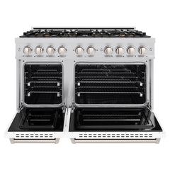 ZLINE 48 in. 6.7 cu. ft. Classic Dual Fuel Range with 8 Burner DuoPro™ Cooktop and Dual Ovens with White Matte Doors - PCDR-WM-48