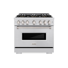 ZLINE 36 in. 5.2 cu. ft. Classic Dual Fuel Range with 6 Burner DuoPro™ Cooktop and Electric Convection Oven in Stainless Steel - PCDR36 - The Home Selection