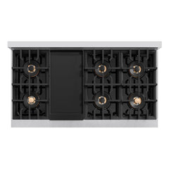 ZLINE Autograph Edition 48 in. 6.7 cu. ft. Classic Dual Fuel Range with 8 Burner DuoPro™ Cooktop and Dual Ovens in Stainless Steel and Champagne Bronze Accents - PCDRZ-48-CB - The Home Selection
