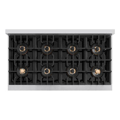 ZLINE Autograph Edition 48 in. 6.7 cu. ft. Classic Dual Fuel Range with 8 Burner DuoPro™ Cooktop and Dual Ovens in Stainless Steel and Champagne Bronze Accents - PCDRZ-48-CB - The Home Selection