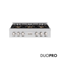 ZLINE 36 in. Classic Gas Rangetop with 6 Burner DuoPro™ Cooktop in Stainless Steel - PCRT36