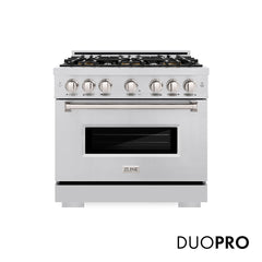 ZLINE 36 in. 5.2 cu. ft. Classic Gas Range with 6 Burner DuoPro™ Cooktop and Convection Gas Oven in Stainless Steel - PCGR36 - The Home Selection