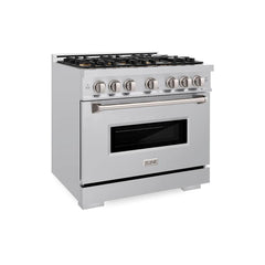 ZLINE 36 in. 5.2 cu. ft. Classic Gas Range with 6 Burner DuoPro™ Cooktop and Convection Gas Oven in Stainless Steel - PCGR36 - The Home Selection