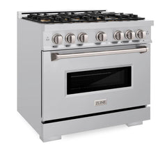 ZLINE 36 in. 5.2 cu. ft. Classic Gas Range with 6 Burner DuoPro™ Cooktop and Convection Gas Oven in Stainless Steel - PCGR36 - The Home Selection