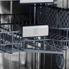 ZLINE Autograph Edition 24" 3rd Rack Top Control Tall Tub Dishwasher in White Matte with Accent Handle, 51dBa - DWVZ-WM-24