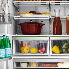 ZLINE Autograph Edition 36 in. 22.5 cu. ft. Counter-Depth French Door Refrigerator with Ice Maker in Fingerprint-Resistant Stainless Steel with Matte Black Modern Handles - RFMZ-36-FMB