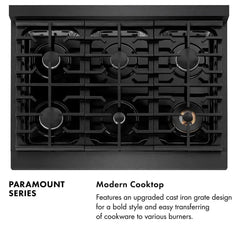 ZLINE 36 in. 5.2 cu. ft. Paramount Dual Fuel Range with 6 Burner Gas Cooktop and Electric Convection Oven in Black Satin Stainless Steel - SDRBS-36 - The Home Selection