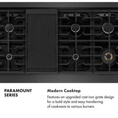 ZLINE 48 in. 6.7 cu. ft. Paramount Double Oven Gas Range with 8 Burner Cooktop in Black Satin Stainless Steel - SGRBS-48