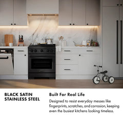 ZLINE 48 in. 6.7 cu. ft. Paramount Double Oven Dual Fuel Range with 8 Burner Gas Cooktop in Black Satin Stainless Steel - SDRBS-48
