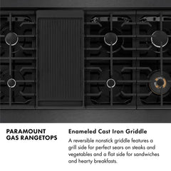 ZLINE 48 in. Paramount Gas Rangetop with 8 Burners and Porcelain Cooktop in Black Satin Stainless Steel - SRTBS-48