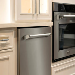 ZLINE Autograph Edition 24 in. Monument Series 3rd Rack Top Touch Control Tall Tub Dishwasher in Stainless Steel, Nickel Helix Handle, 45dBa - DWMTZ-30424-K