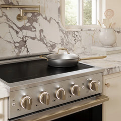 ZLINE Autograph Edition 30 in. 4.2 cu. ft. Marino Induction Range with 4 Element Cooktop and Electric Convection Oven in Satin Stainless Steel with Champagne Bronze Accents - MINRSZ-30-CB