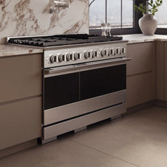 ZLINE 48 in. 6.7 cu. ft. Marino Double Oven Dual Fuel Range in Stainless Steel with 8 Brass Burners - MDR-BR-48