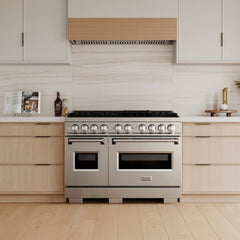 ZLINE 48 in. 6.7 cu. ft. Classic Gas Range with 8 Burner DuoPro™ Cooktop and Dual Ovens in Stainless Steel - PCGR48