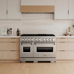 ZLINE 48 in. 6.7 cu. ft. Classic Gas Range with 8 Burner DuoPro™ Cooktop and Dual Ovens in Satin Stainless Steel - PCGRS-48