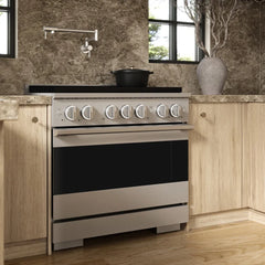 ZLINE 36 in. 5.2 cu. ft. Marino Gas Range with Convection Gas Oven in Stainless Steel with 6 Brass Burners - MGR-BR-36