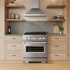 ZLINE 30 in. 4.2 cu. ft. Classic Gas Range with 4 Burner DuoPro™ Cooktop and Convection Gas Oven in Satin Stainless Steel - PCGRS-30