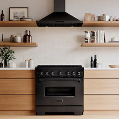ZLINE 36 in. 5.2 cu. ft. Classic Gas Range with 6 Burner DuoPro™ Cooktop and Convection Gas Oven in Black Stainless Steel - PCGRB-36