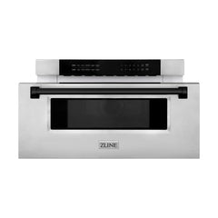 ZLINE Autograph Edition 30 in. 1.2 cu. ft. Built-In Microwave Drawer in Stainless Steel with Matte Black Accents - MWDZ-30-MB - The Home Selection