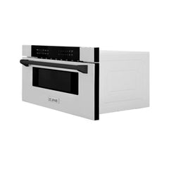 ZLINE Autograph Edition 30 in. 1.2 cu. ft. Built-In Microwave Drawer in Stainless Steel with Matte Black Accents - MWDZ-30-MB - The Home Selection