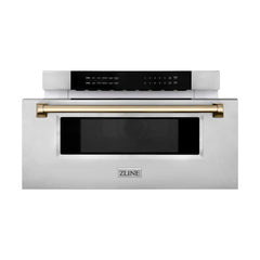 ZLINE Autograph Edition 30 in. 1.2 cu. ft. Built-In Microwave Drawer in Stainless Steel with Champagne Bronze Accents - MWDZ-30-CB - The Home Selection