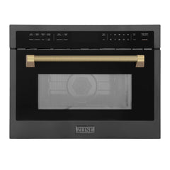ZLINE Autograph Edition 24 in. 1.6 cu. ft. Built-in Convection Microwave Oven in Black Stainless Steel - MWOZ-24-BS-K