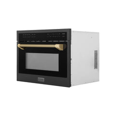 ZLINE Autograph Edition 24 in. 1.6 cu. ft. Built-in Convection Microwave Oven in Black Stainless Steel - MWOZ-24-BS-K