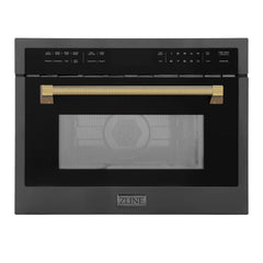 ZLINE Autograph Edition 24 in. 1.6 cu. ft. Built-in Convection Microwave Oven in Black Stainless Steel - MWOZ-24-BS-K