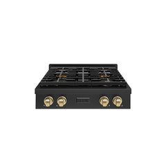 ZLINE 30 in. Paramount Gas Rangetop with 4 Burner DuoPro™ Cooktop in B - Black Stainless Steel with Champagne Bronze Accents