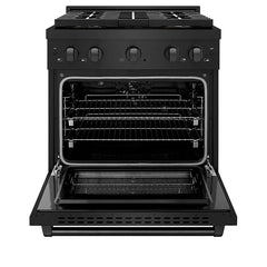 ZLINE 30 in. 4.2 cu. ft. Paramount Dual Fuel Range with 4 Burner DuoPro™ Cooktop and Electric Convection Oven in Black Stainless Steel - PSDRB-30
