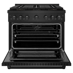 ZLINE 36 in. 5.2 cu. ft. Paramount Dual Fuel Range with 6 Burner DuoPro™ Cooktop and Electric Convection Oven in Black Stainless Steel - PSDRB-36
