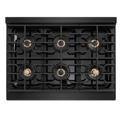 ZLINE 36 in. 5.2 cu. ft. Paramount Dual Fuel Range with 6 Burner DuoPro™ Cooktop and Electric Convection Oven in Black Stainless Steel - PSDRB-36