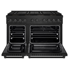 ZLINE 48 in. 6.7 cu. ft. Paramount Dual Fuel Range with 8 Burner DuoPro™ Cooktop and Dual Ovens in Black Stainless Steel - PSDRB-48