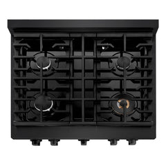 ZLINE 30 in. 4.2 cu. ft. Paramount Dual Fuel Range with 4 Burner Gas Cooktop and Electric Convection Oven in Black Stainless Steel - SDRB-30