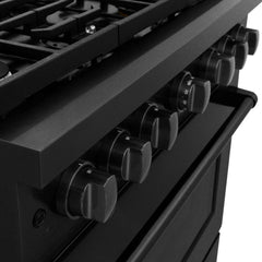 ZLINE 36 in. 5.2 cu. ft. Paramount Dual Fuel Range with 6 Burner Gas Cooktop and Electric Convection Oven in Black Stainless Steel - SDRB-36