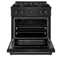 ZLINE 30 in. 4.2 cu. ft. Paramount Dual Fuel Range with Gas Cooktop and Electric Convection Oven in Black Stainless Steel with 4 Brass Burners - SDRB-BR-30