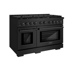 ZLINE 48 in. 6.7 cu. ft. Paramount Double Oven Dual Fuel Range in Black Stainless Steel with 8 Brass Burners - SDRB-BR-4