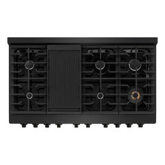 ZLINE 48 in. 6.7 cu. ft. Paramount Double Oven Dual Fuel Range with 8 Burner Gas Cooktop in Black Stainless Steel - SDRB-48 - The Home Selection